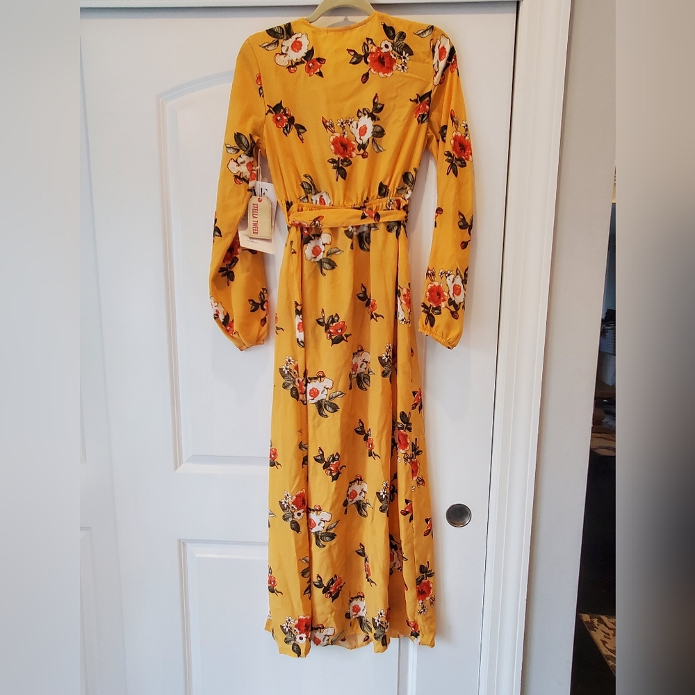 STELLA TWEED|WOMENS/JUNIORS long sleeve floor length floral dress| size juniors - Picture 7 of 10